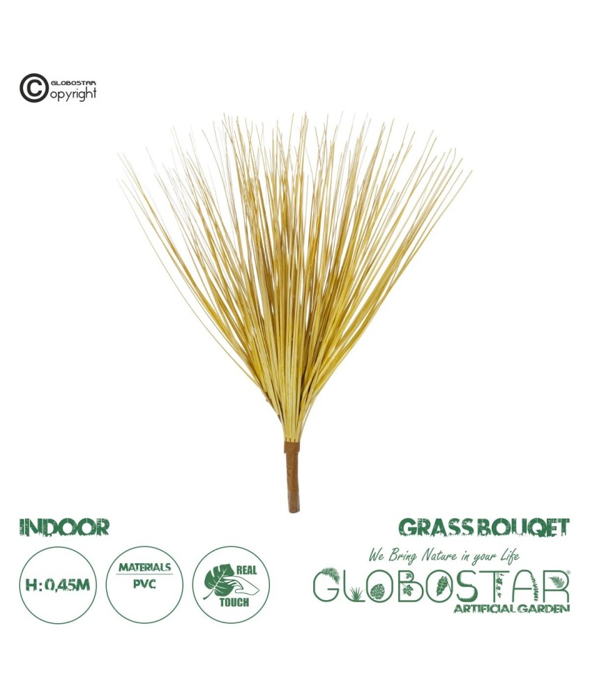 GloboStar® Artificial Garden YELLOW GRASS BOUQUET 21156 Τεχνητό Διακοσμητικό Μπουκέτο Grass Μπέζ  Y45cm